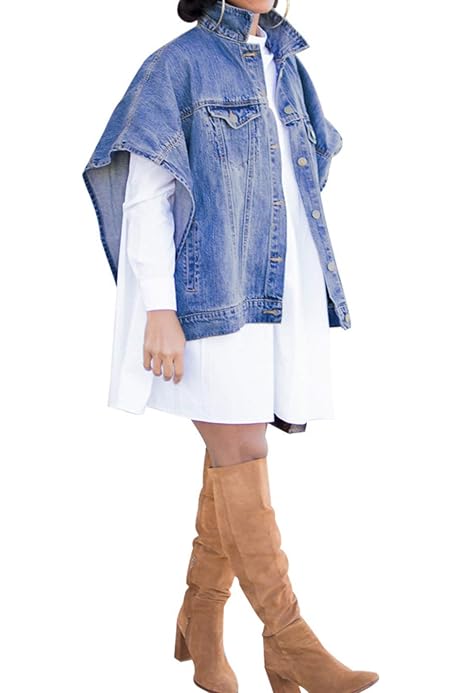 Cape Coats Destroyed BF Denim Jeans 