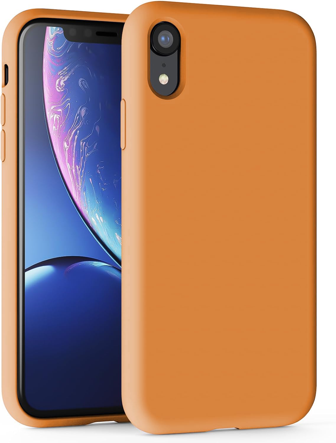 TAXXOE Silicone Case with iPhone XR Case Soft Ultra Slim Protective Shockproof Liquid Silicone Phone Case,Anti-Scratch Microfiber Lining,6.1 inch-Orange — image 1