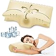 Cervical Pillow for Neck Pain Relief, Cooling Contour Memory Foam Pillows Support Odorless Ergonomic Neck Pillow Adjustable Orthopedic Bed Pillow for Side Back Stomach Sleeper with Pillowcase（Yellow）