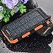 20000mAh Solar Power Bank Solar Charger Waterproof Portable Battery Charger with Compass for iPad iPhone Android Cellphones (Orange)