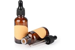 stonylab 30 ml (1 oz) 2-Pack Glass Dropper Bottle, Brown Empty Bottle with Glass Dropper, Inner Plug and Label for Laboratory