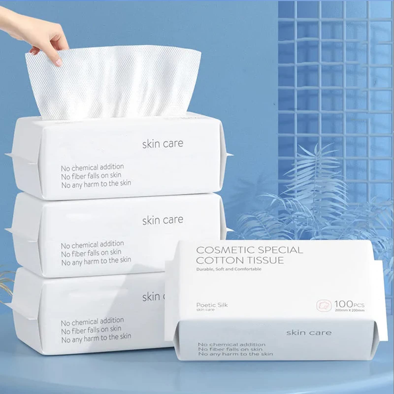 Disposable Face Towel, BIEWO Cotton Tissue Soft Dry Wipes for Women, Simple Cleaning Facial Tissues Dry Wet Dual Portable Use for Sensitive Skin & Baby & Makeup Remover & Personal Care (4 PACK=400PCS)