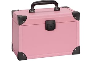 LOCKCURX Medicine Lock Box - 11.2 x 6.9 x 7.5 Inch Medium - Pink - Childproof Medication Lock Organizer, Medication Lock Box with Key, Locking Box with Portable Storage Case