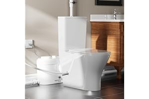 MaceratingFlo ARES 750W Upflush Toilet System For Basement, Comfort Elongated Bowl, 18 Inch Tall Toilet, Stable & Powerful Macerator Pump Up to 36 Feet, Dual-Use AC Vent, Efficient Flush System