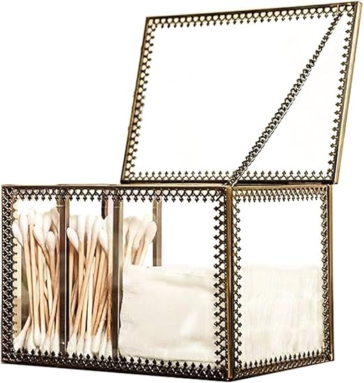 Amazon Com Mirror Glass Qtip Dispenser Apothecary Jars Bathroom