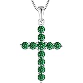 STARCHENIE Cross Necklace Sterling Silver Crucifix Pendant Gemstones Jewelry for Women