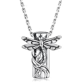 APOTIE Sterling Silver Dragonfly Urn Necklace for Ashes Cremation Dragonfly Memorial Keepsake Jewelry Gifts for Women Loss Loved One