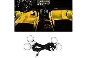 BESULEN Car Interior LED Lights, Automotive Ambient Neon Light Kit with USB Port, Car Accessories, Gifts for Men and Women, 4 in 1 Decoration Lights for Car, Garden, Home, Party（Yellow）