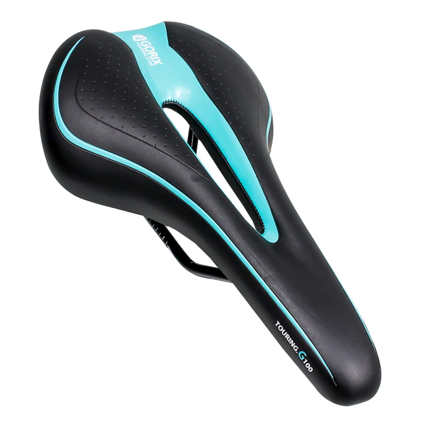 GORIX Bike Saddle Seat Comfortable Cushion with Rail Mountain Road Bicycle for Men and Women (GX-C19) (Black×Celeste)