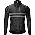 WOSAWE Men's High Visibility Cycling Wind Jacket Water Resistance Reflective Windbreaker