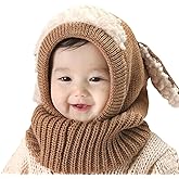 Scarf Woolen Earflap Hood Warm Skull Knit Caps，Crochet Earflap Pilot Hats Beanie Cap for Toddlers Baby Girls and Boys
