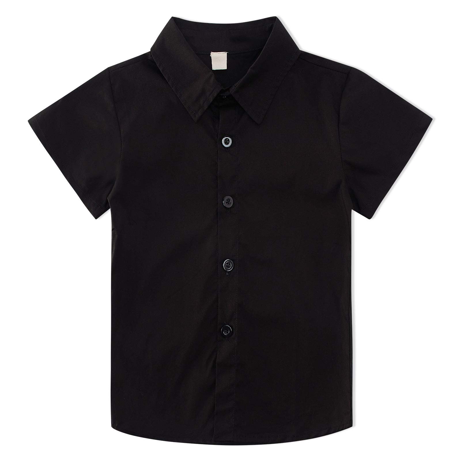 Photo 1 of Enlifety Toddler Black Shirt 2T 3T Boys Girls Solid Color Dress Shirts Short Sleeve Button Down Blouse Tops for School Casual