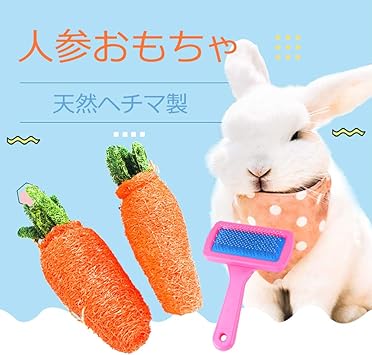 Amazon ウサギ おもちゃ ニンジン おもちゃ 歯の伸びすぎ防止 歯の健康を整える 天然ヘチマ製 食べられる 磨き ストレス解消 かわいい うさぎおもちゃ うさぎ ブラシ うさぎ用品 ペット うさぎ ウサギ ハムスター フェレット おもちゃ デンタルケア 歯 Lapin