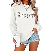 Lytiarul Flower Graphic Sweatshirt for Women Floral Printed Vintage Long Sleeves Shirt Crewneck Hoodie Loose Pullovers Tops