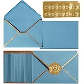 100 Pack A7 Envelopes 5 x 7 Envelopes with Gold Border for Office, Wedding Gift Cards, Invitations, Graduation, Baby Shower, Parties (Dusty-Blue, 5.32 x 7.28 Inches)