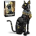 CUBIMANA Egyptian Pharaoh Cat Building Set - Animal Black Cat Building Blocks Toy for Adults DIY Crafts Project Egyptian Cat 