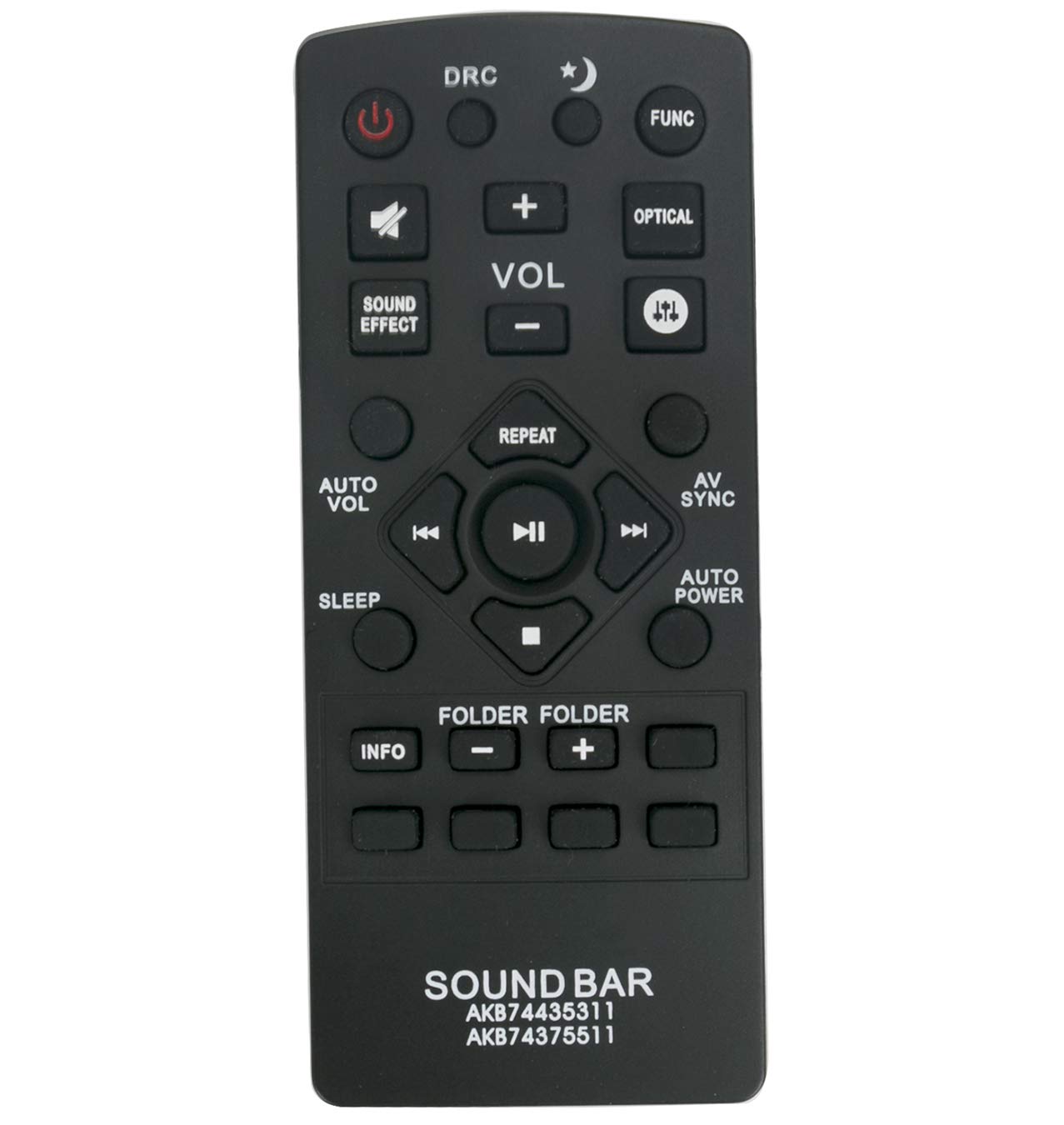 VINABTY AKB74435311 AKB74375511 Replacement Remote Fit for LG Soundbar Home Theater S45A1-D S55A1-D S55A2-D HS7 HS8 HS9 LAS855M LAC955M LAC555H LAC850M LAD350H LAP250H LAS450H LAS455H LAS550H LAS551H