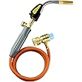 RTMMFG Self-Ignition Propane Soldering Torch Mapp Gas Welding Torch with Brass Head，Adjustable Swirl Flame Trigger one-touch Ignition, 5ft Hose