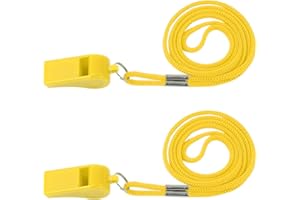 Plume'CHJ Whistle, 2 Packs Plastic Sports Whistles with Lanyard, Loud Crisp Sound Whistle Ideal for Coaches, Referees, and Officials