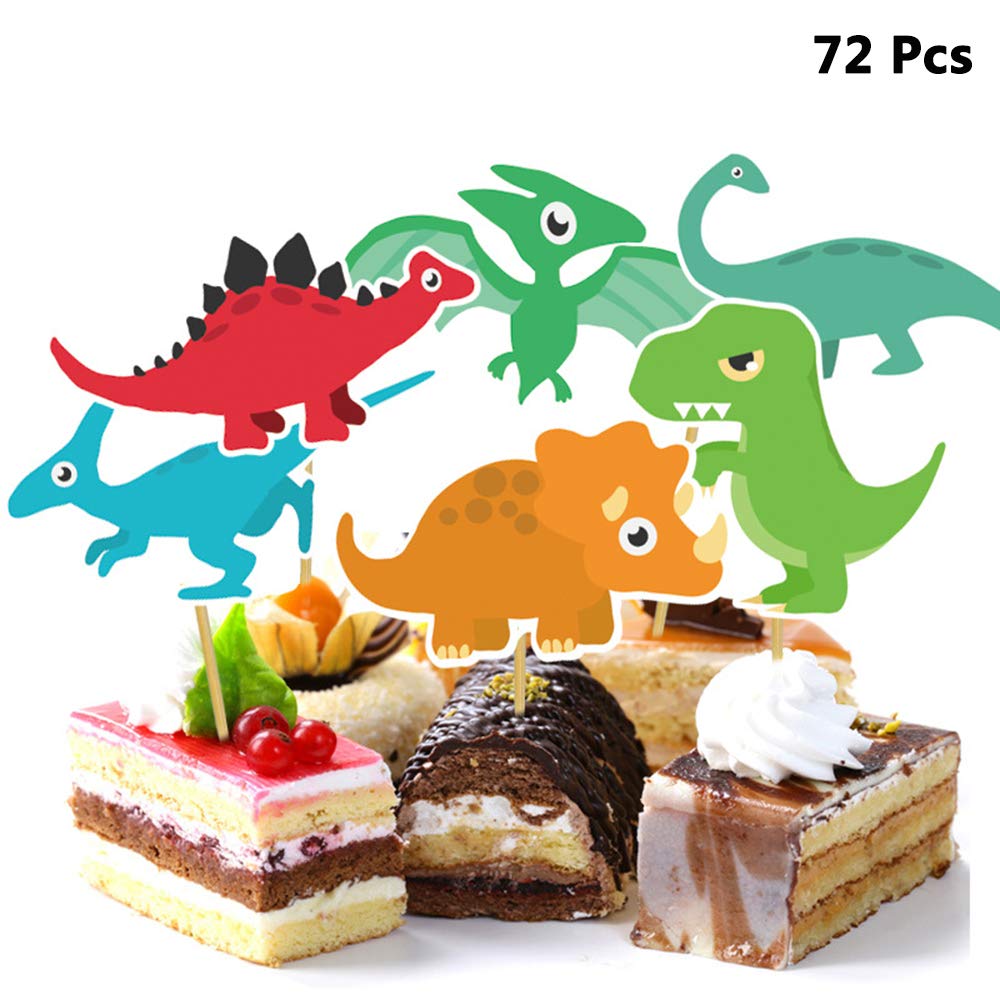 Amazon Com Finduat 72 Pcs Dinosaur Wold Theme Park Cupcake Toppers