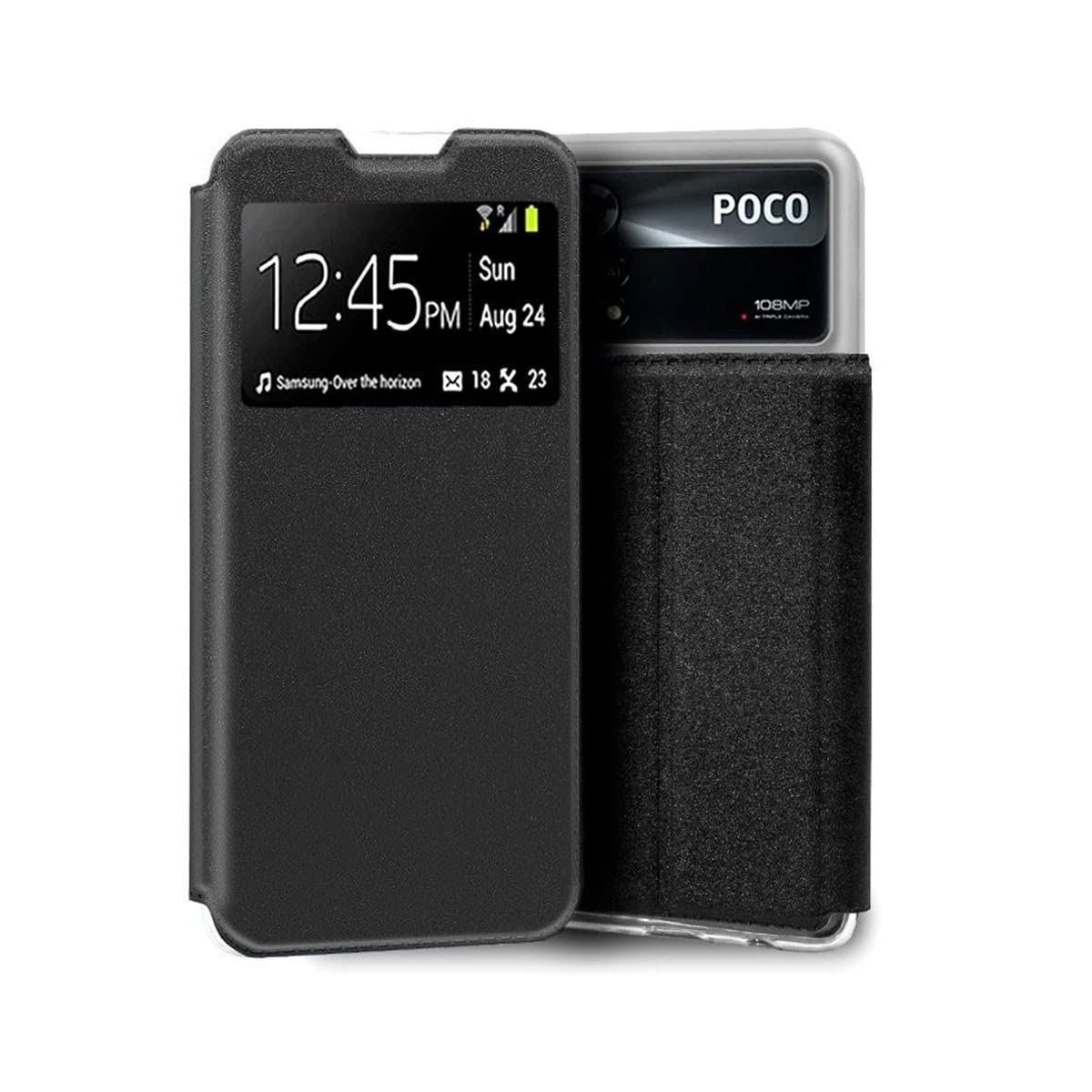 Cool Flip Cover Case for Xiaomi Poco X4 Pro 5G Smooth Black