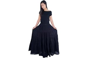 Lannaclothesdesign Women's Cotton Long Ruffle Full Circle Long Skirts Maxi Skirt