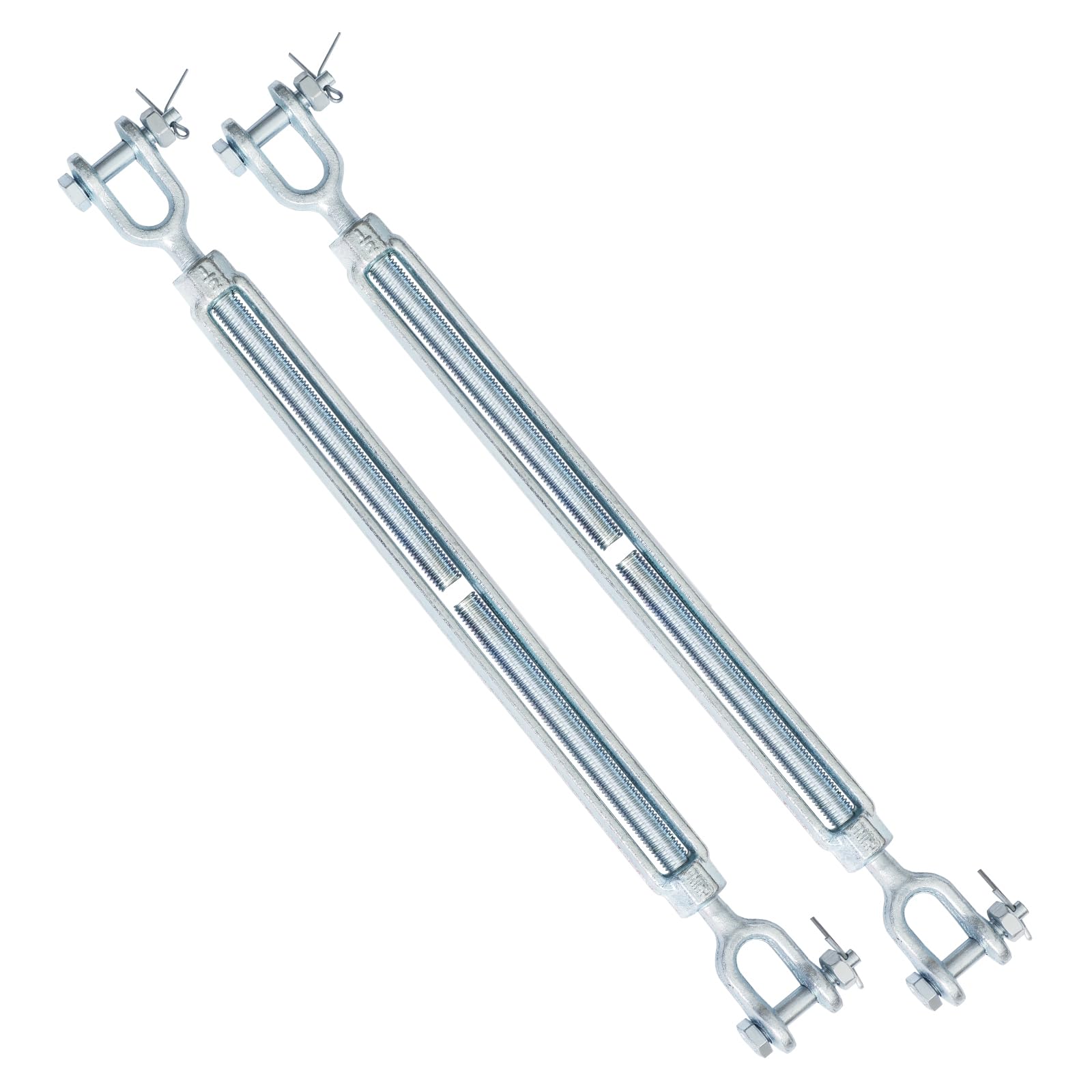 Photo 1 of Jamiikury 1/2" Jaw Jaw Turnbuckle Galvanized Jaw and Jaw Turnbuckle, Jaw Jaw Closed Body Marine Turnbuckle Jaw, 3500lbs Working Load Limit, Durable for Wire Rope Cable (1/2" x 12", 2 Pcs)