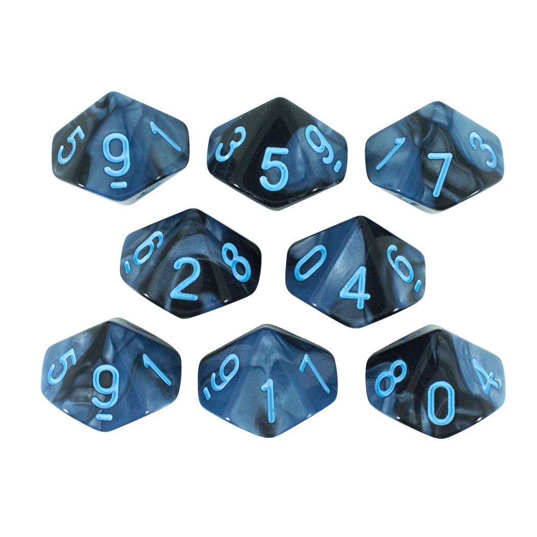 Paladin Roleplaying Grey and Blue Dice - 8 D10 set - 'Storm Lord'