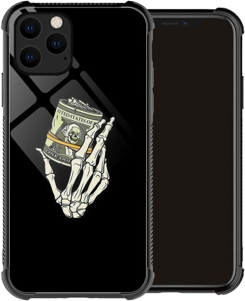 Compatible with iPhone 12 Case,Skull Hand Holding Money iPhone 12 Pro Cases for Men Boys, Drop Protection Pattern with Soft TPU Bumper Case for Apple iPhone 12/iPhone 12 Pro Case 6.1-inch