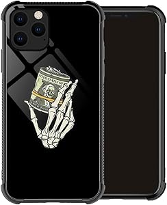 Compatible with iPhone 12 Case,Skull Hand Holding Money iPhone 12 Pro Cases for Men Boys, Drop Protection Pattern with Soft TPU Bumper Case for Apple iPhone 12/iPhone 12 Pro Case 6.1-inch