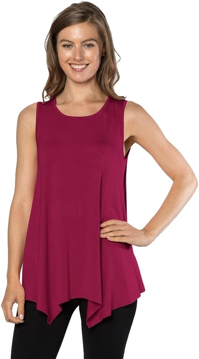 Velucci Womens Tunic Tank Top T-Shirt - Loose Basic Sleeveless Tee Shirt Blouse