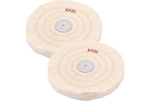 NIUPIKA White Soft Cotton Polishing Buff Wheel Bench Grinder with Arbor Hole (6 Inch (50 Ply))