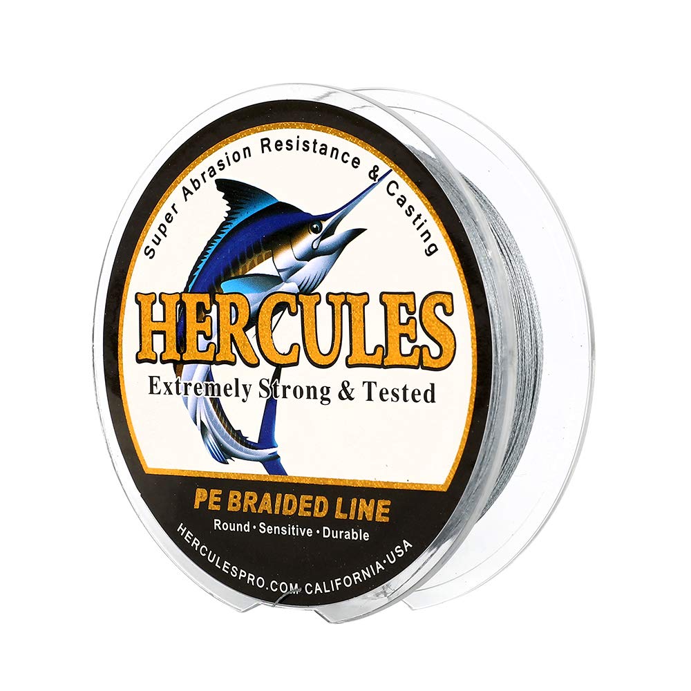 Hercules Super Cast 100M 109 Yards Braided Fishing Line 20 LB Test for Saltwater Freshwater PE Braid Fish Lines Superline 8 Strands - Grey, 20LB (9.1KG), 0.20MM