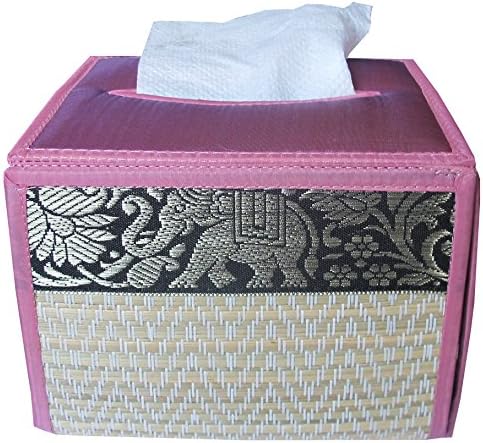 Reed Tissue Box Made From Natural Material Classic Elephant Style Size Height 3.8 "Wide 5" Long, 5.5".
