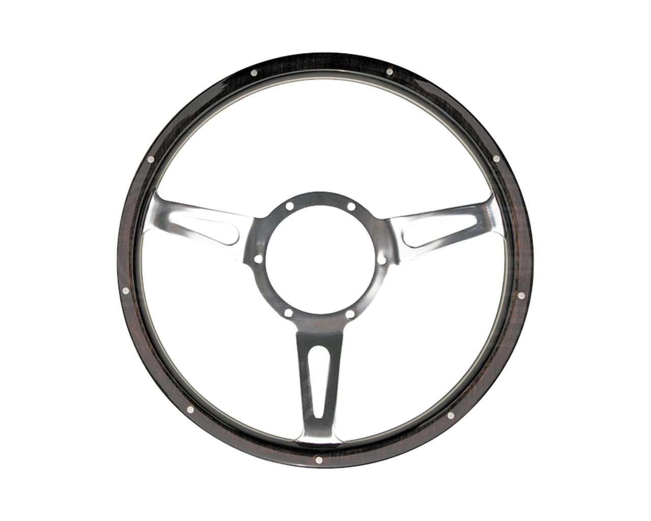 Mountney 33SPCWD Polished Center Semi-Dished 3 Spoke, Dark Wood