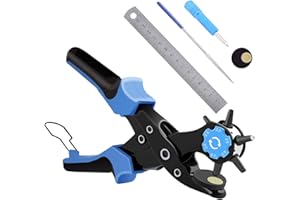 Diyife Leather Hole Punch, Belt Hole Puncher - Upgraded Version with Hole Size Dial, Heavy Duty Revolving Plier Tool Set, Multi Sized for Belts, Watch Bands, Fabric, Pet Collars, Crafts, Rubber, etc.