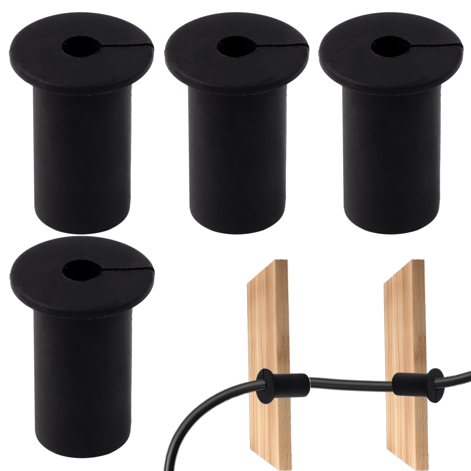 Maxqzin 4Pcs Cable Routing Rubber Kit Starlink Cable Grommet Wall Grommets for Cables Silicone Cable Feed Through Bushings 19mm Diameter Hole Cable Wall Grommets for Organizing Protecting Cord Black