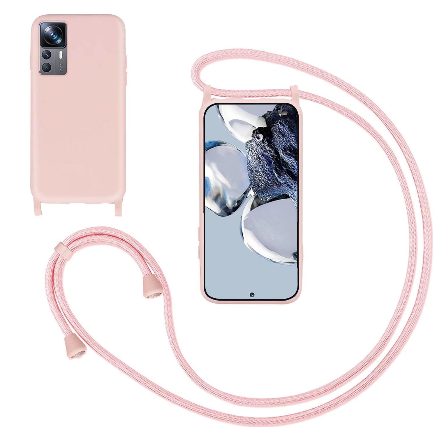 GoodcAcy Crossbody Lanyard Case for Xiaomi 12T Pro, Liquid Silicone Protective Phone Case with Adjustable Neck Cord Necklace Soft Cover, Green