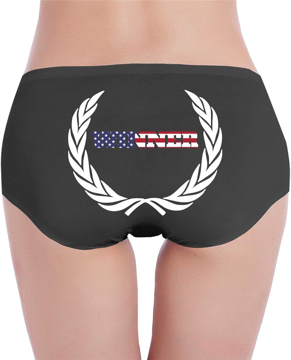 Womens Winner American Flag Seamless Underwear, Sexy Comfortable Brief