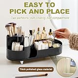 Bulla 360 Rotating Makeup Organizer, 5 Compartments, ABS Black Storage view 3