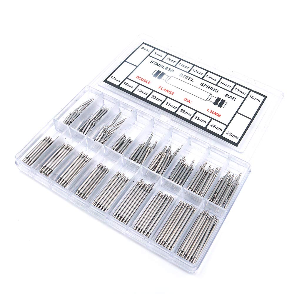 Shiwaki 360pcs Professional Watch Band Stainless Steel Spring Bars Link Pins(8mm-25mm)