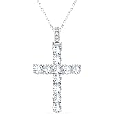 Poshadime 3.50 CT Round Cut Cubic Zirconia Cross Pendant Necklace for Women – 14K White Gold with 18" Chain, Christian Faith Jewelry Gift for Her