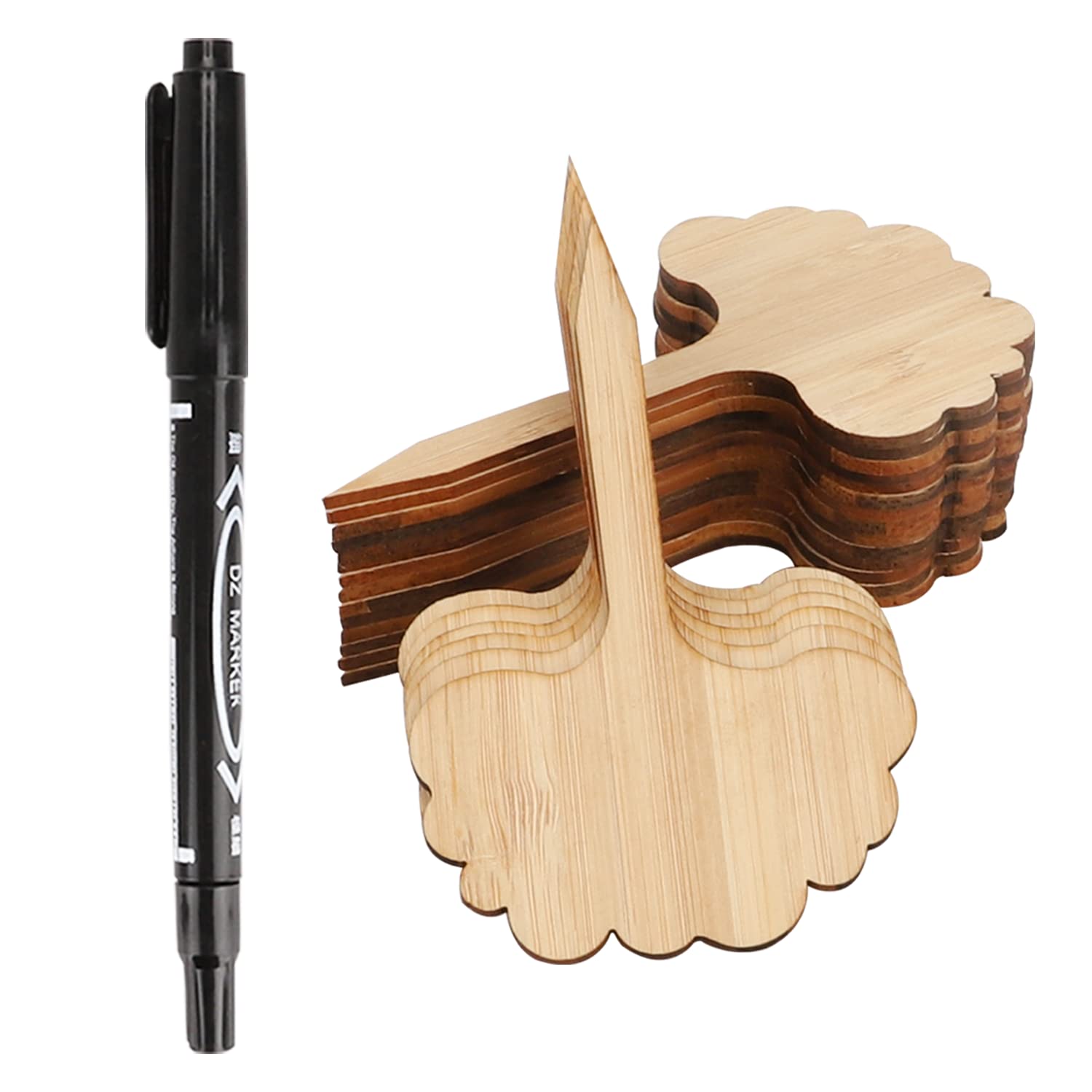 KOOTAU 40Pcs Bamboo Plant Labels, 10 x 6cm Durable Vegetable Shape Plant Marker Wooden Plant Tags Nursery Garden Labels Signs for Garden Vegetable, Greenhouse, Seed Potted, Flower, Herb