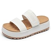 DREAM PAIRS Women's Platform Slip on Adjustable Sandals Lightweight Comfortable Non-Slip Vacation Beach Chunky Open Toe Wedges for Summer Waterproof Shoes