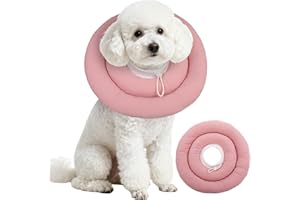 IDOMIK Dog Recovery Collar, Waterproof Soft Dog Cone After Surgery, Comfy Protective Elizabethan Collar Alternative for Dogs Cats, Adjustable Pet Neck Donut Cone Anti-Licking Biting Wounds,Pink,M