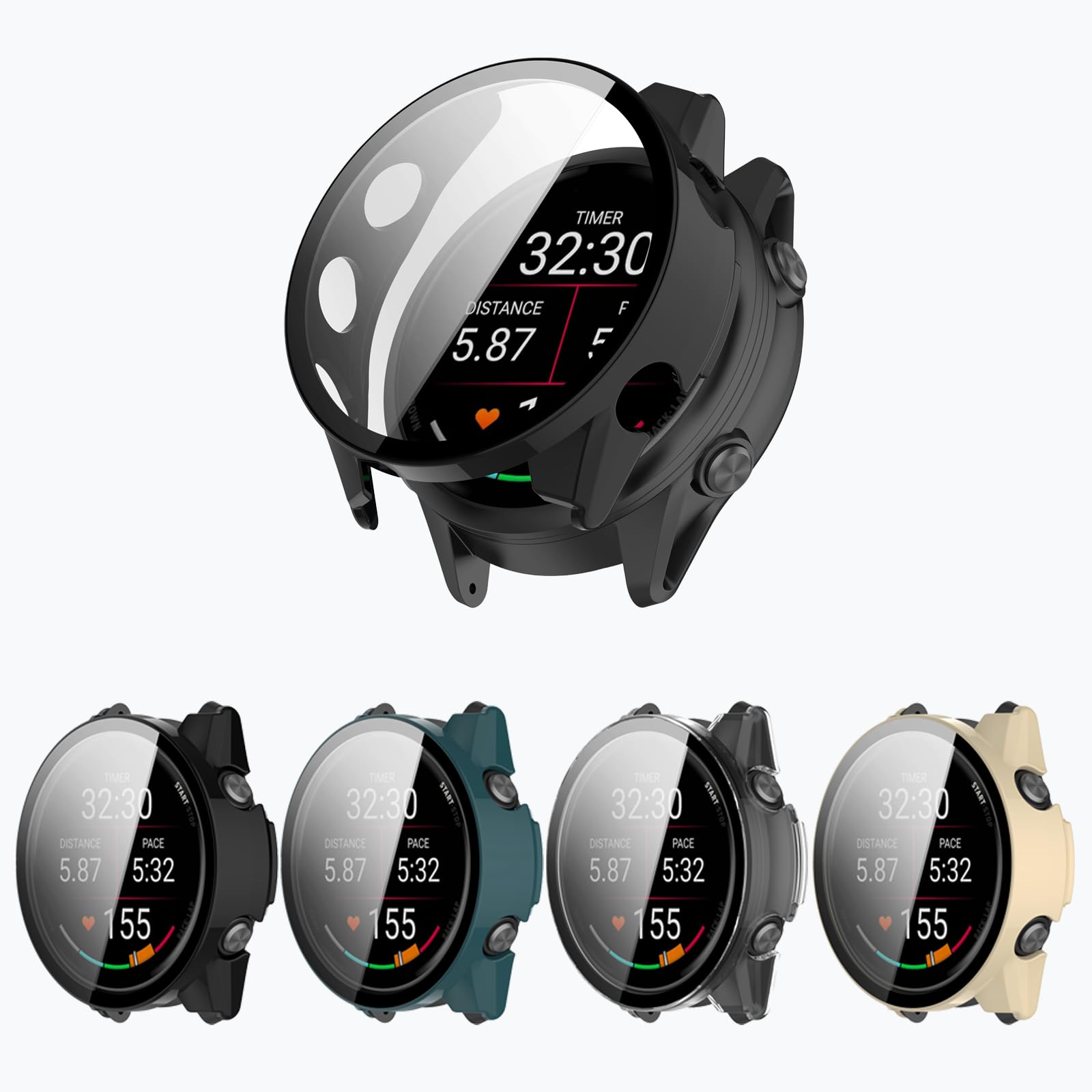 Photo 1 of [4-Pack] Screen Protector Case with Tempered Glass Compitible with Garmin Forerunner 970 Smart Watch, Hard PC Case Screen Protector Cover Bumper Accessories for Women Men