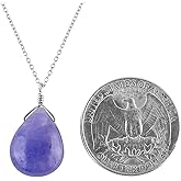InfinityGemsArt Tanzanite Pendant Necklace for Women, Birthstone, Natural Gemstone Pear Cabochon, Dainty Handmade Jewelry, Chakra Energy Healing Crystals, 925 Silver Chain 20 inch