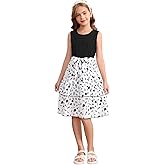 OYOANGLE Girl's Boho Floral Print Tank Dress Bow Belted Layered Ruffle Hem A Line Midi Dresses