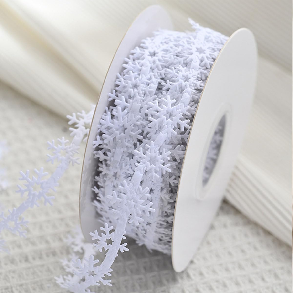 Photo 1 of 10 Yard Snowflake Ribbon Christmas Trim Ribbon, for Wedding, Birthday, Christmas, Winter, DIY Crafts, Scrapbook, Journal