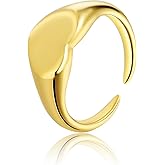 ASCOMY Chunky Croissant Dome Rings for Women 14K Gold Plated Thick Twisted Rope Signet Love Heart Braided Statement Rings Dainty Vintage Dome Croissant Stacking Ring for Everyday Jewelry Gifts